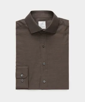 Flannel Spread Collar Dress Shirt in Brown