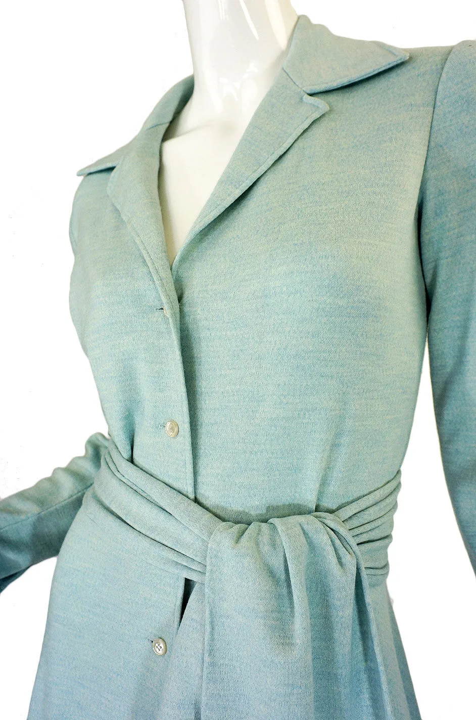 1970s Blue Silk Cashmere Halston Maxi