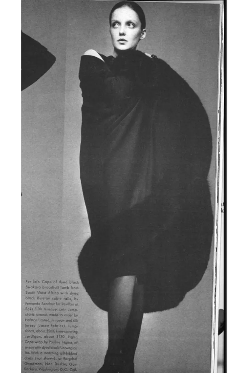 1971 Pauline Trigere Museum Held Black Jersey & Fox Fur Coat or Dress