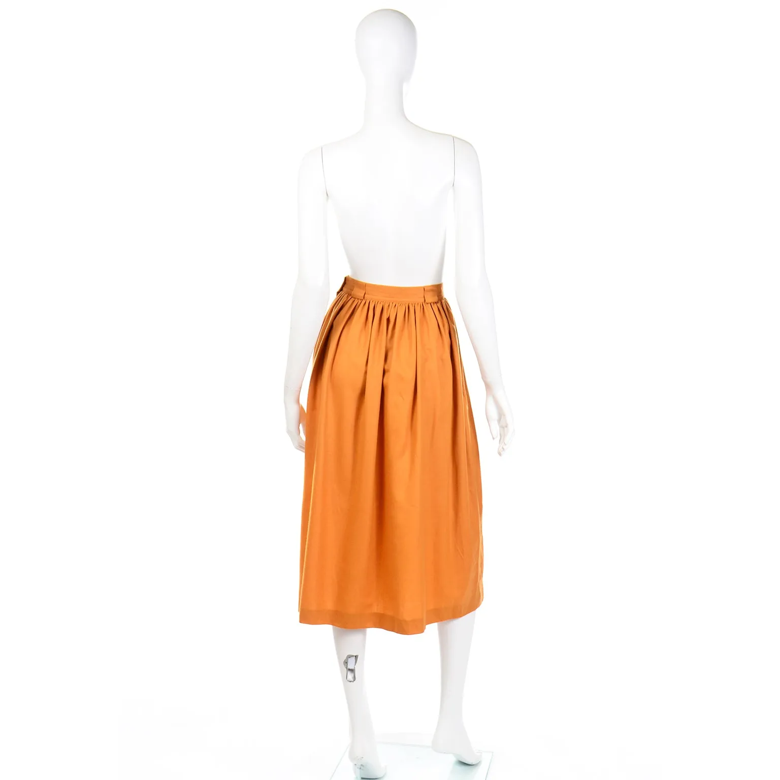 1980s Escada Margaretha Ley Dijon Mustard Wool Cashmere Deadstock Skirt