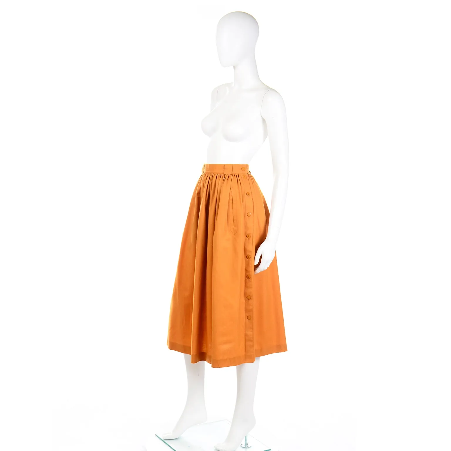 1980s Escada Margaretha Ley Dijon Mustard Wool Cashmere Deadstock Skirt