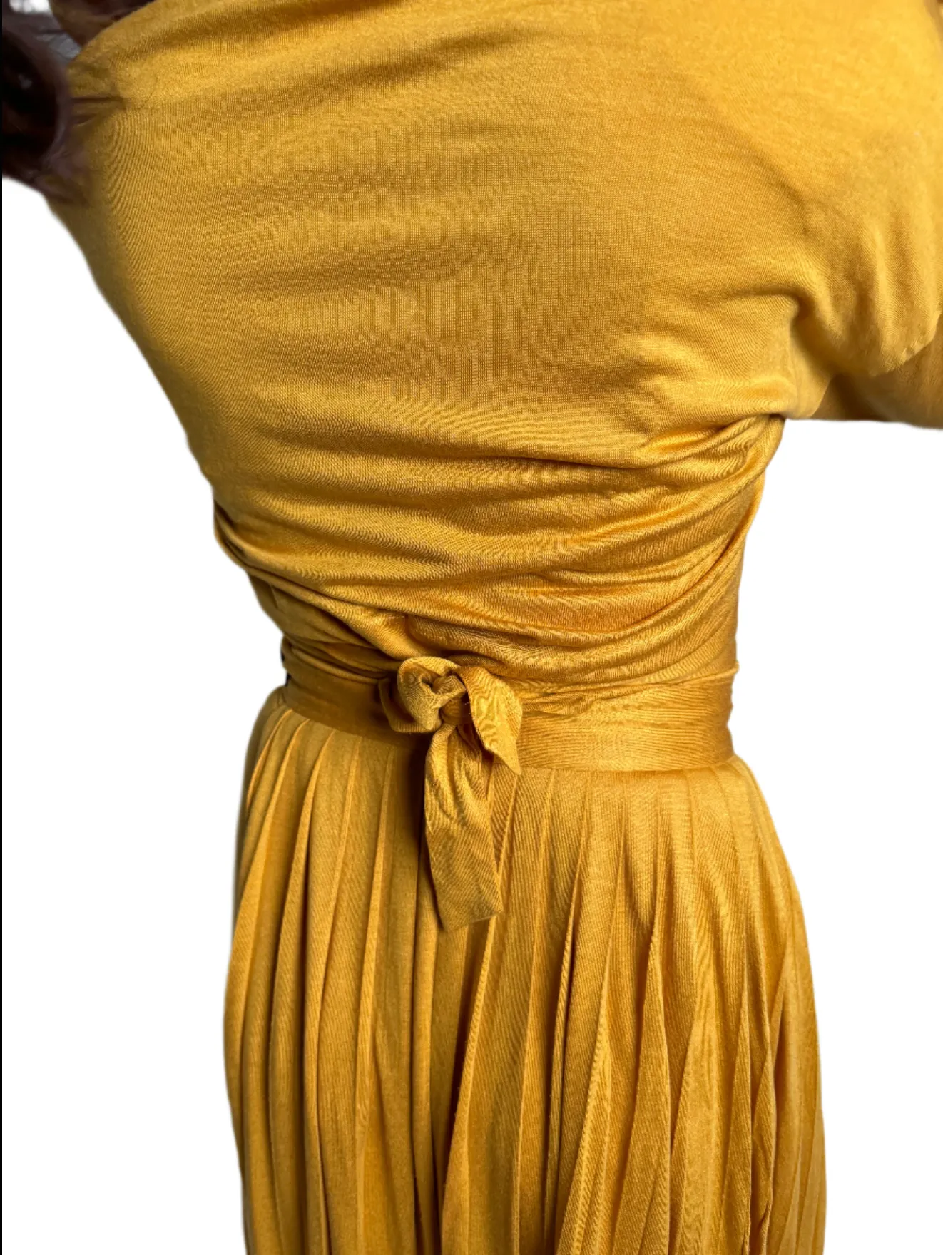 3 Piece Set Yellow w/ Skirt, Pants & Wrap Top 1980s