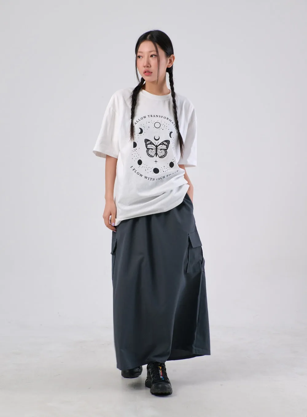 A-Line Cargo Maxi Skirt IA304