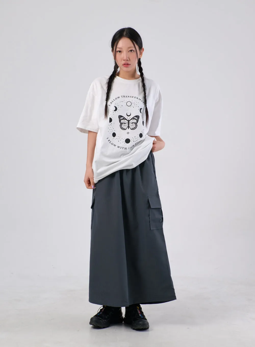 A-Line Cargo Maxi Skirt IA304