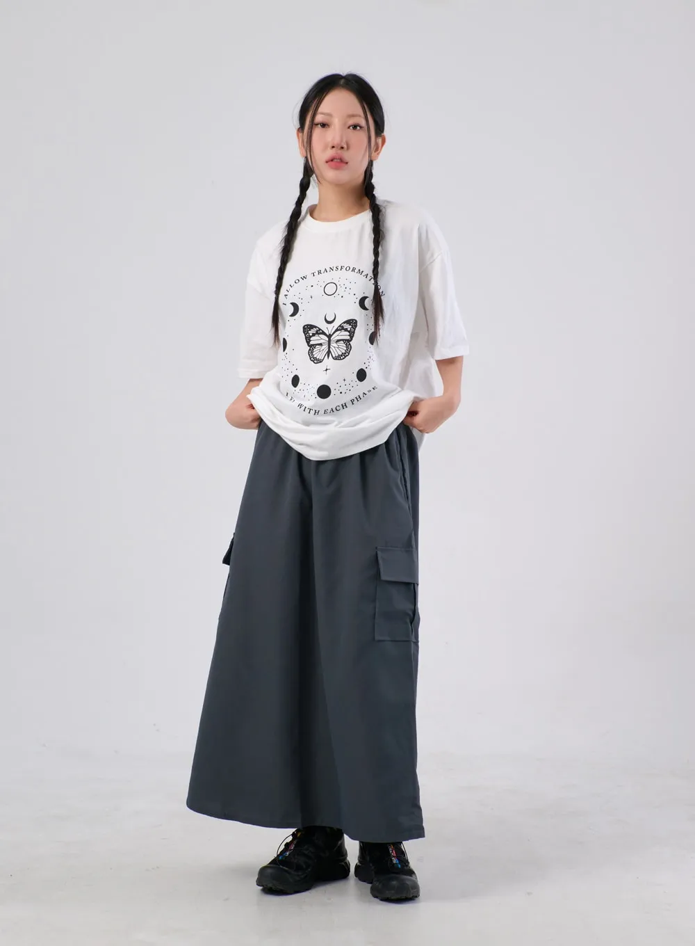 A-Line Cargo Maxi Skirt IA304