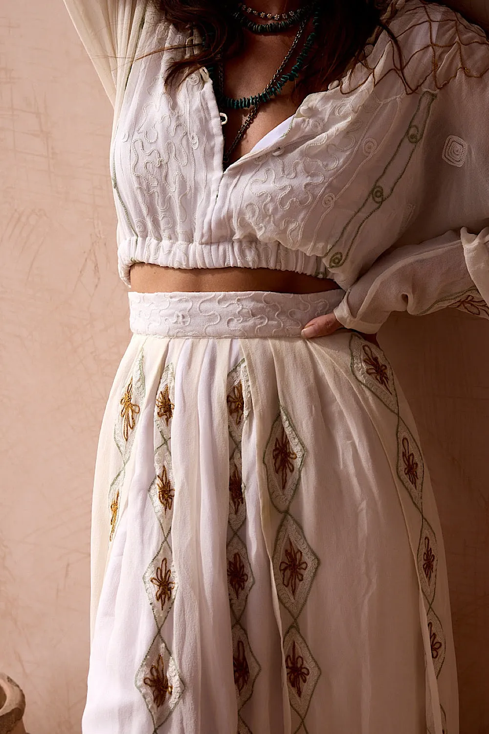 A Woman In Love Silk Embroidered Maxi Skirt