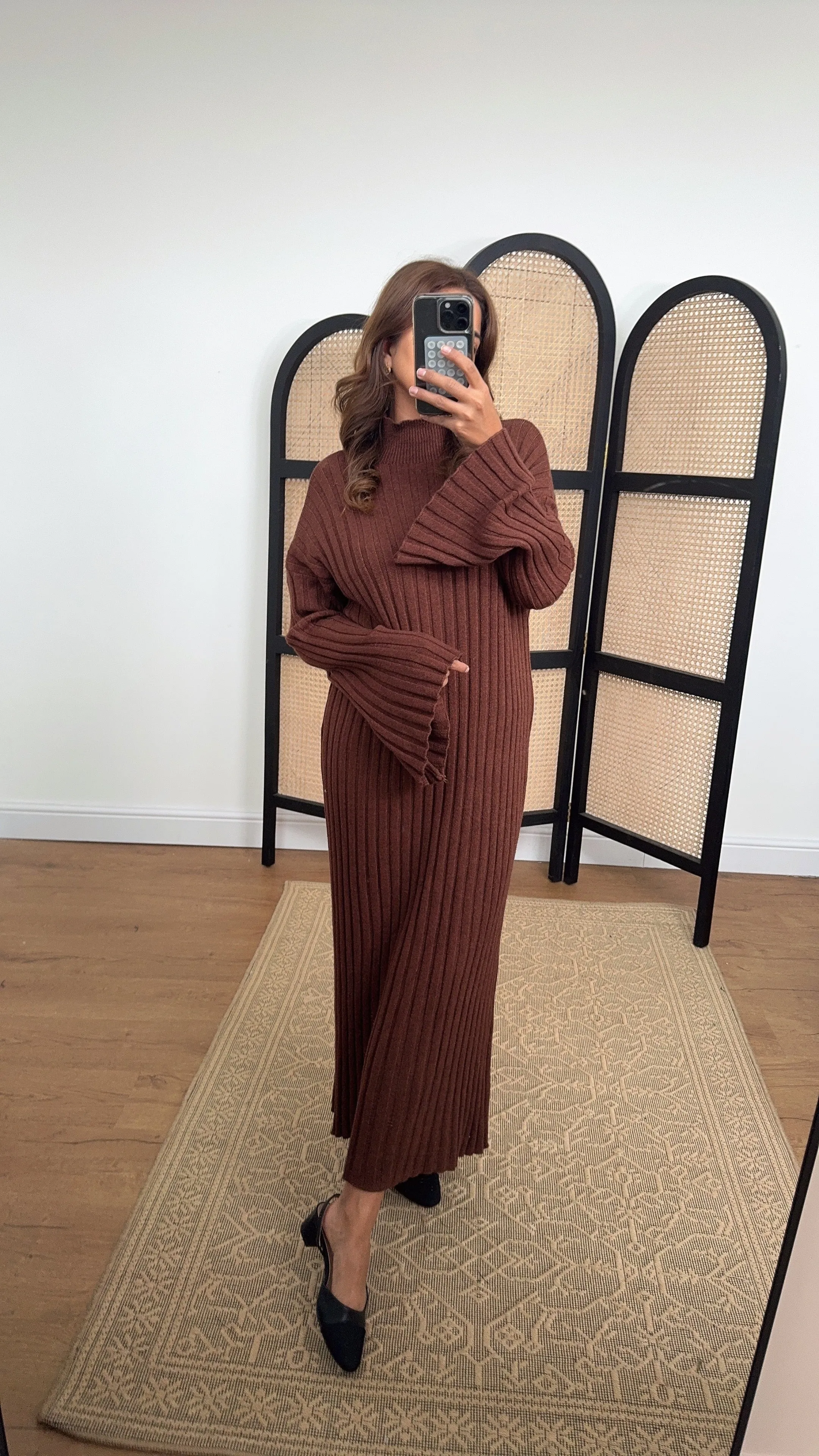 Abra knit dress brown