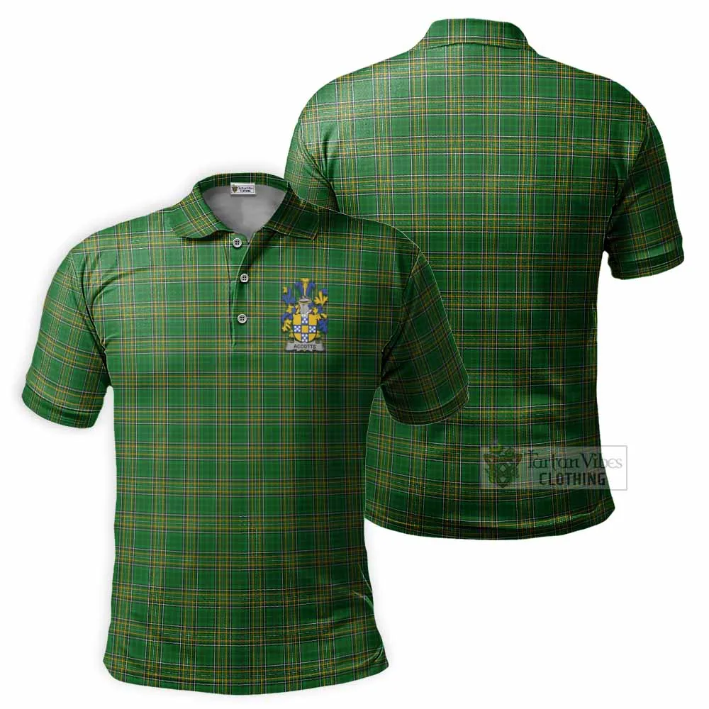 Accotts Irish Clan Tartan Men's Polo Shirt with Coat of Arms