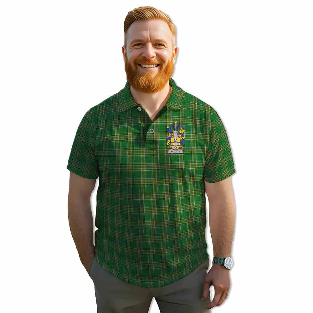 Accotts Irish Clan Tartan Men's Polo Shirt with Coat of Arms