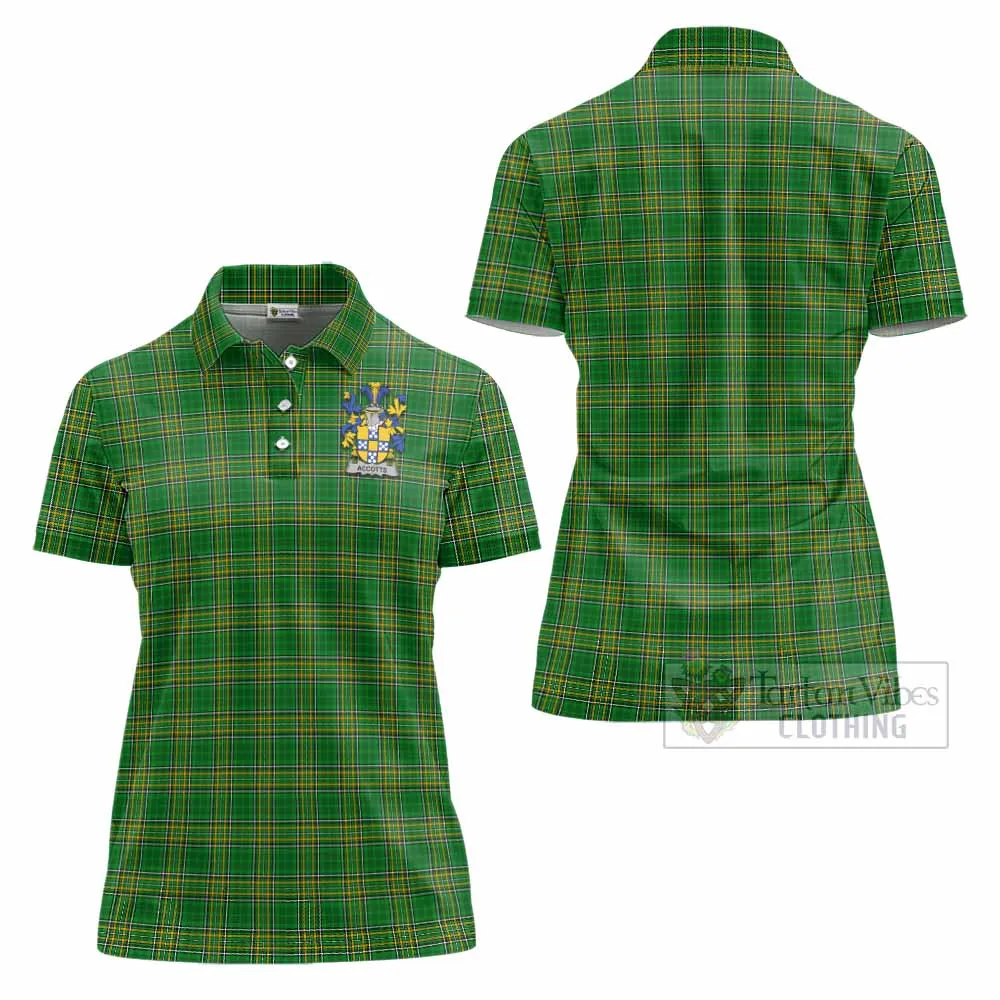 Accotts Irish Clan Tartan Women's Polo Shirt with Coat of Arms