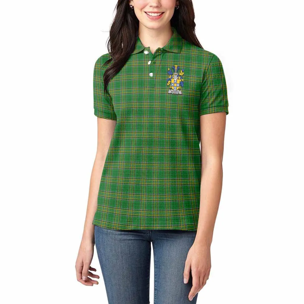 Accotts Irish Clan Tartan Women's Polo Shirt with Coat of Arms