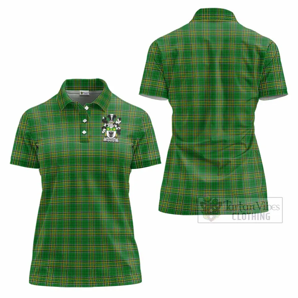 Acheson Irish Clan Tartan Women's Polo Shirt with Coat of Arms