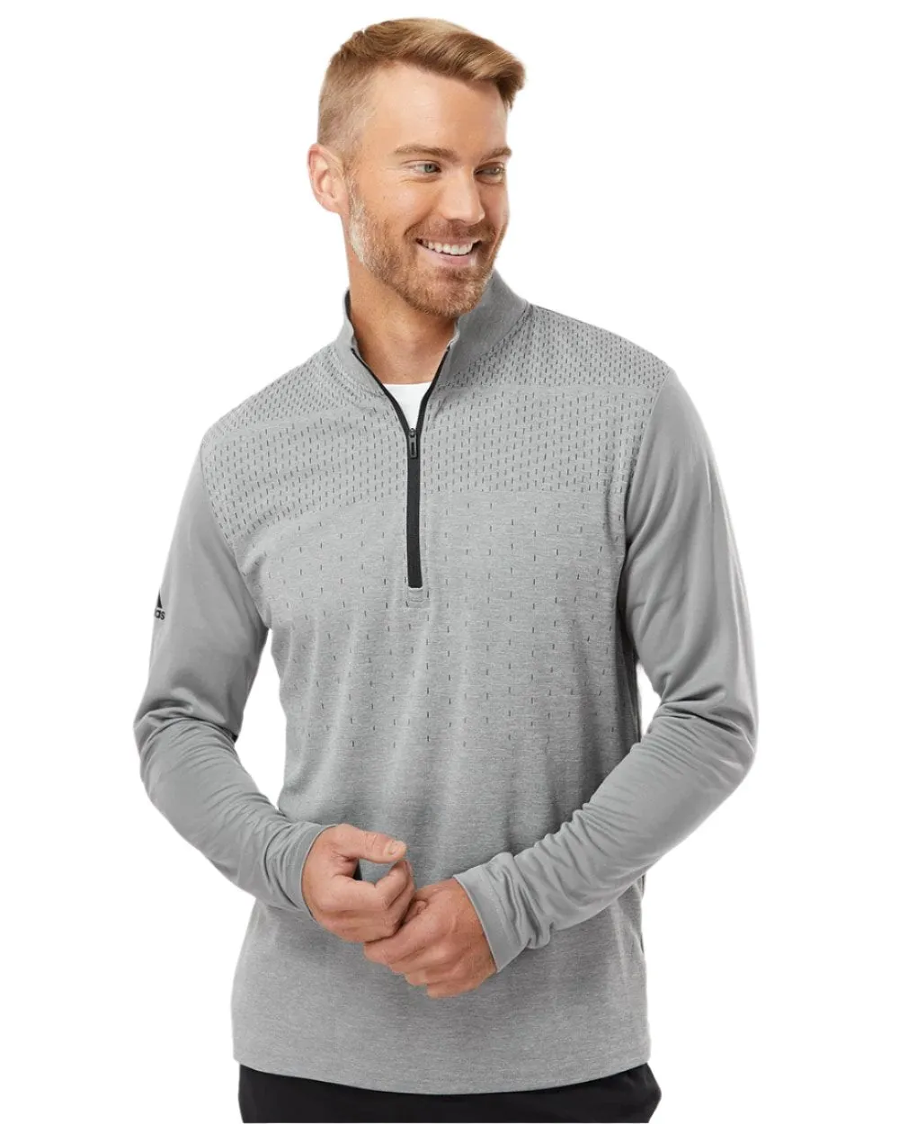 adidas Men's Heather Block Print Quarter-Zip Pullover