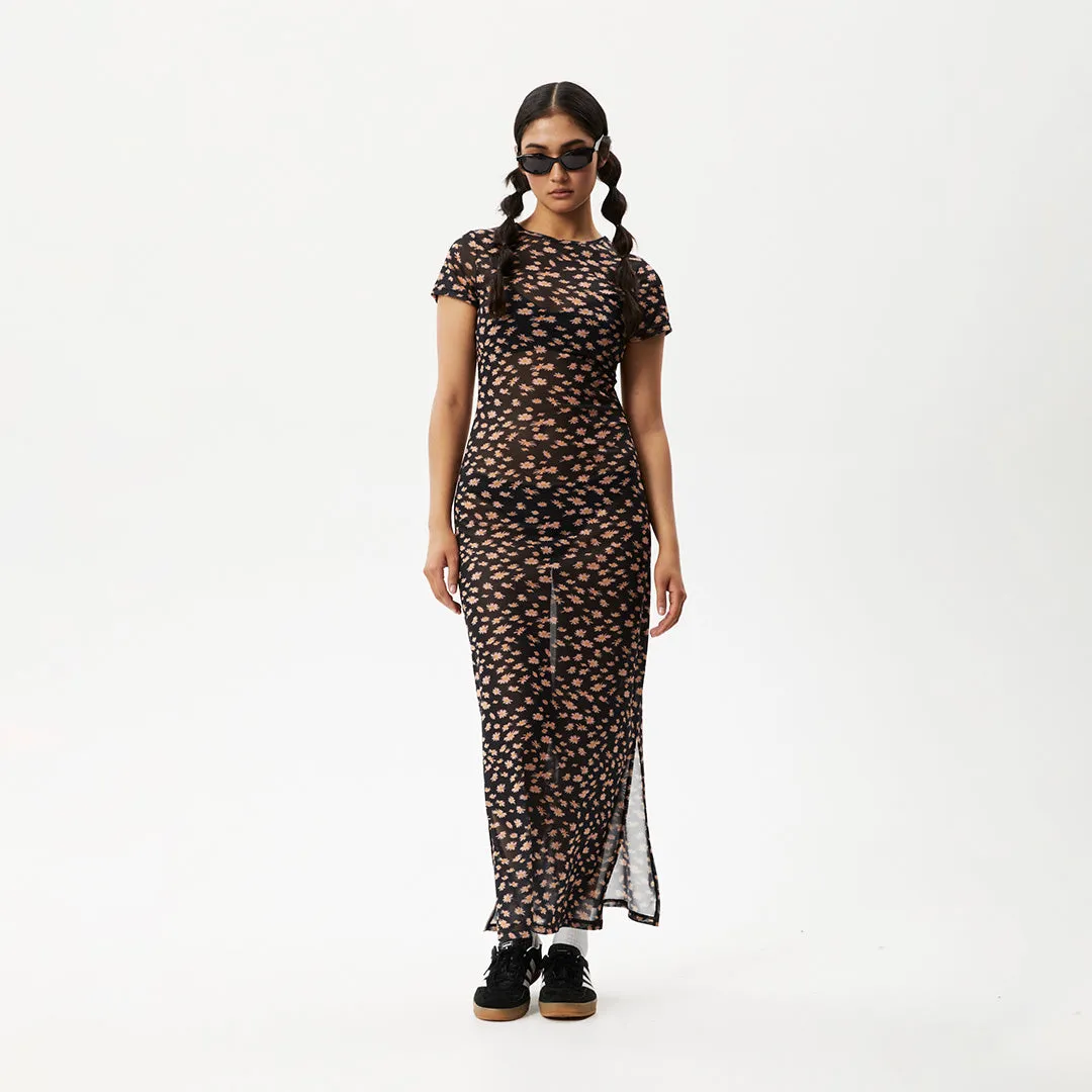 AFENDS Womens Hazey - Sheer Maxi Dress - Black Floral