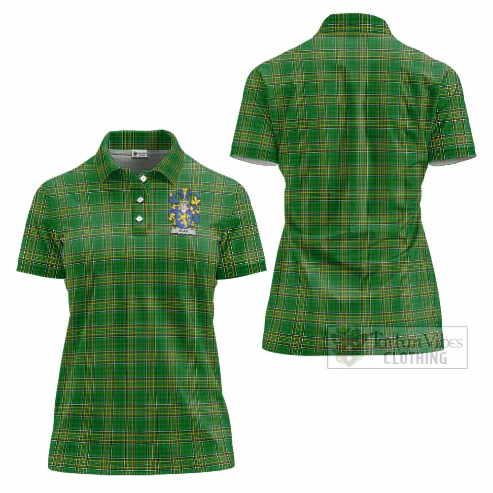 Agar Irish Clan Tartan Women's Polo Shirt with Coat of Arms