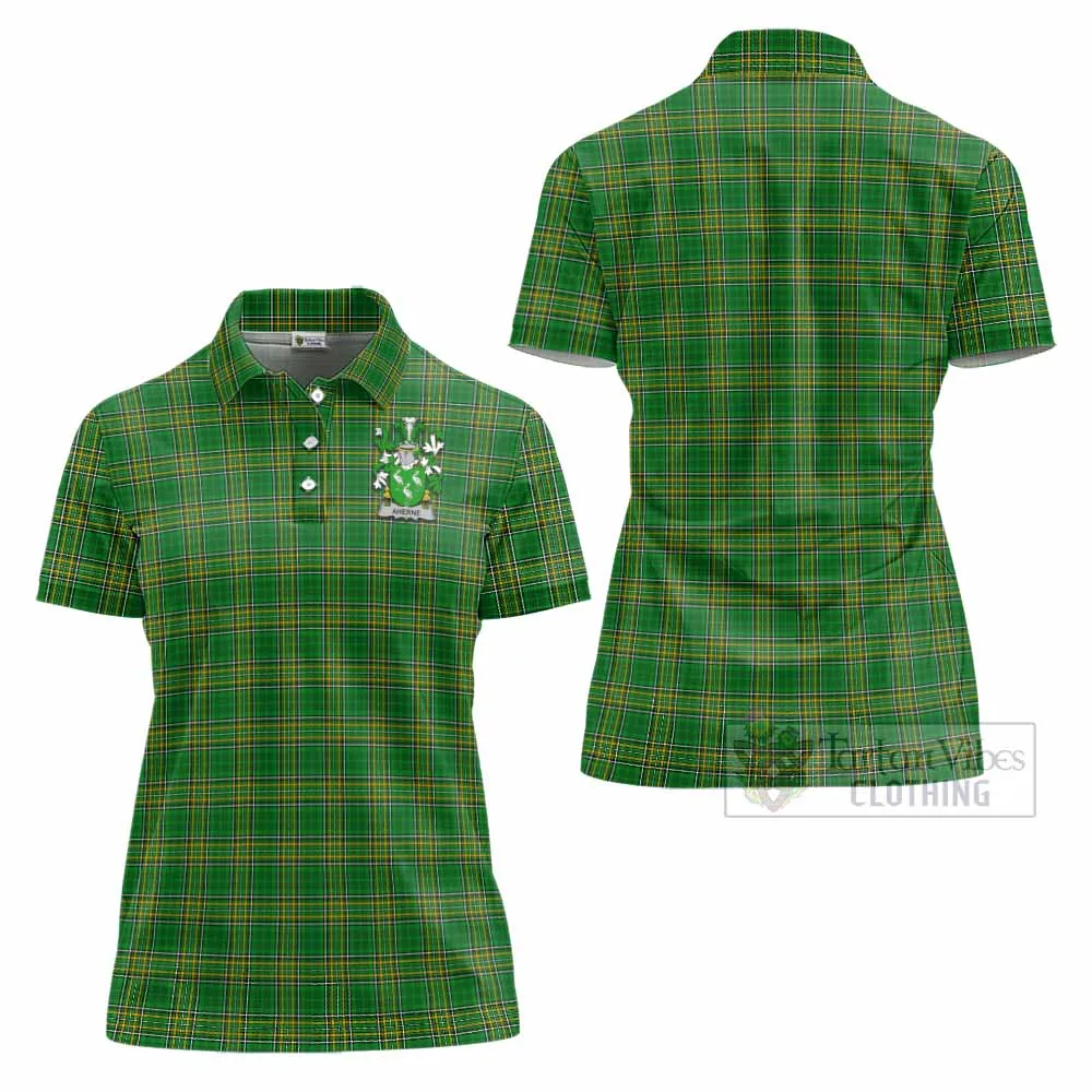 Aherne Irish Clan Tartan Women's Polo Shirt with Coat of Arms