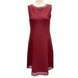 Alaia Burgundy Cut-Out Detail Sleeveless A-Line Viscose Knit Dress