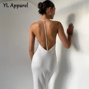 Amozae-Graduation Gift Big Sale  New 2024 Spring Summer Women Elegant Backless Long Maxi Evening Dress Black White Red Off Shoulder Halter Elegant Party Dresses