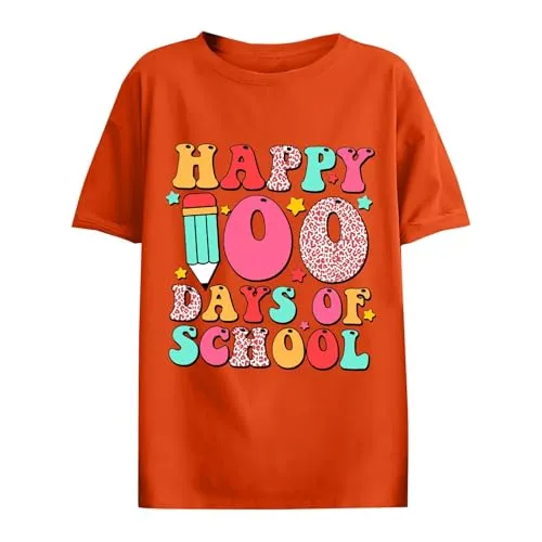 Amázon Amázon USA 100th Day of School Shirt Amázon Pallets for Sale Returns Bulk Cheap Warehouse Clearance Open Bᴏx Deals Amázon Haul Items Under 20 Women Short Sleeve Tops,A1-Orange,Medium