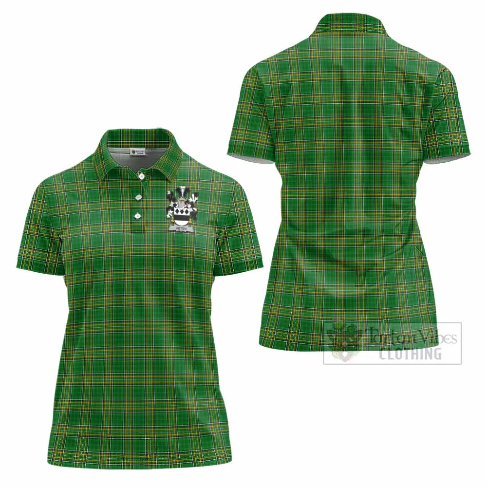 Aston Irish Clan Tartan Women's Polo Shirt with Coat of Arms