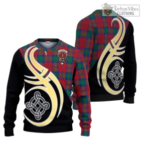 Auchinleck (Affleck) Tartan Ugly Sweater with Family Crest and Celtic Symbol Style