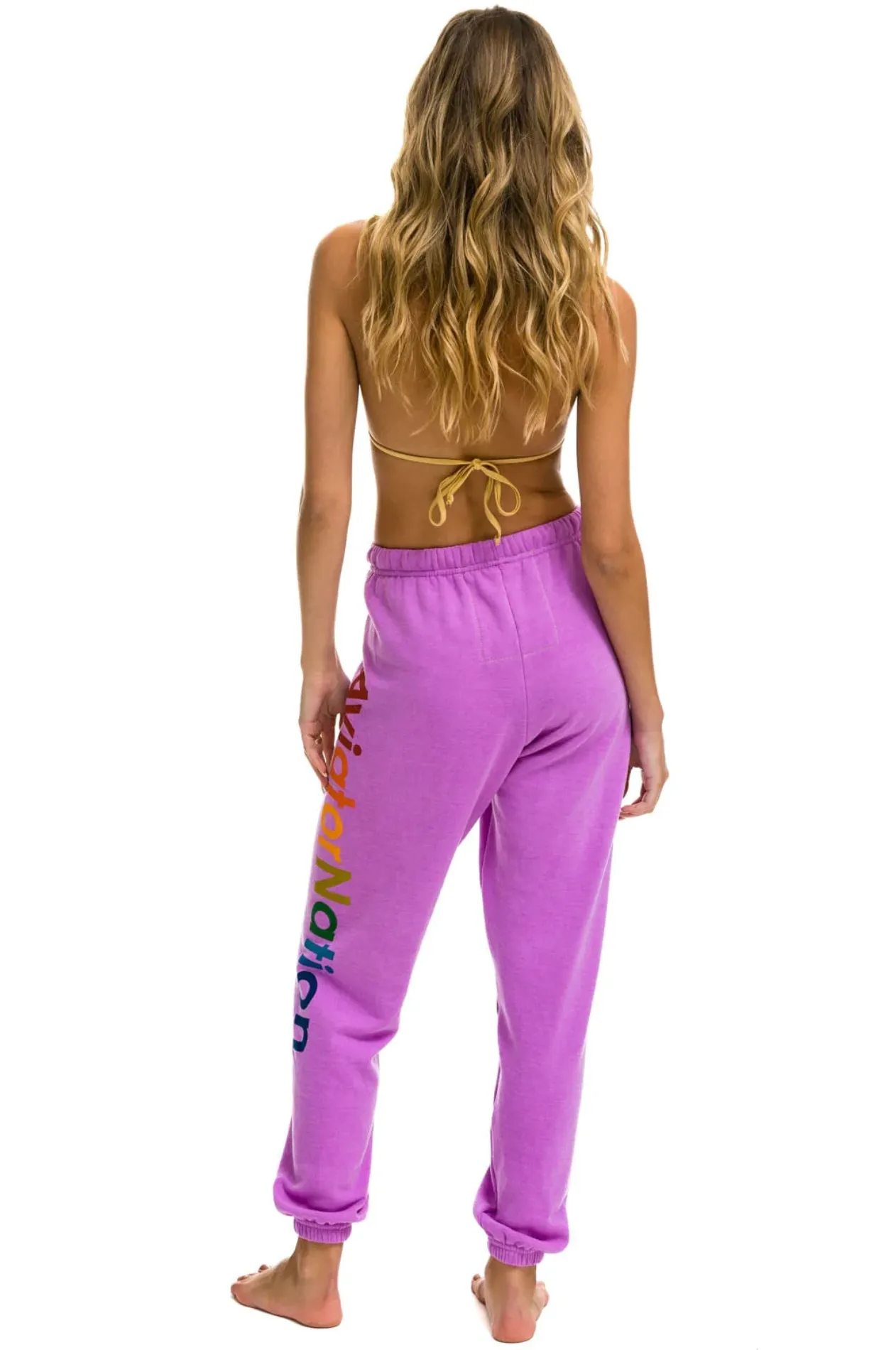 Aviator Nation Neon Logo Sweatpant in Neon Purple