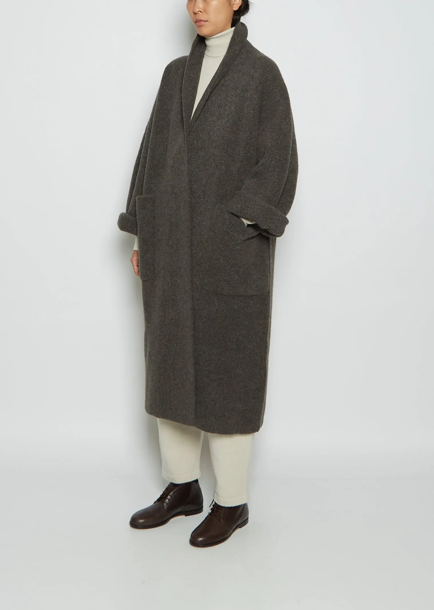 Baby Alpaca Double Face Long Coat — Loden