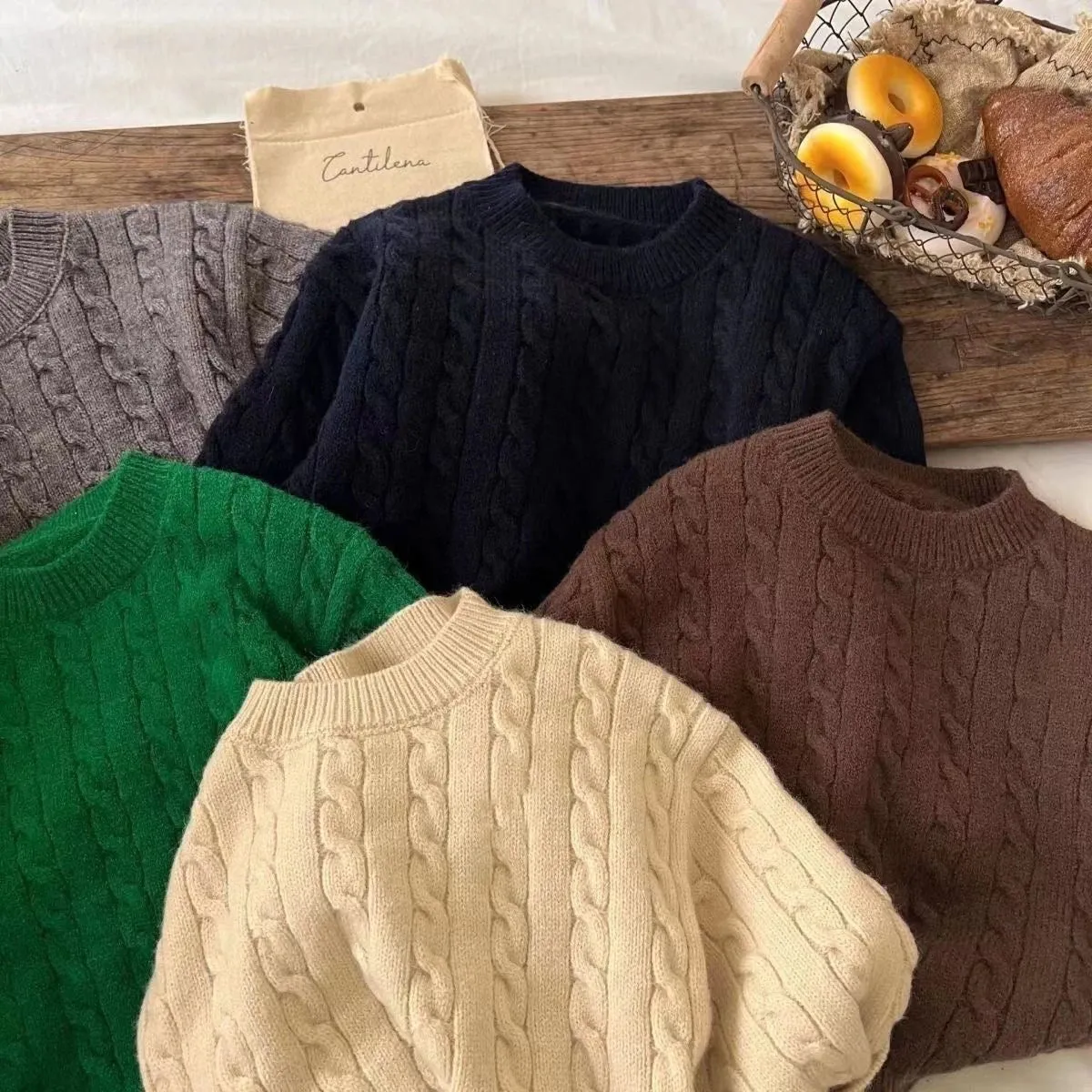 Baby Boy Girl Knitted Sweater Twisted Stripes Toddler Child Solid Color Sweater Pullover Spring Autumn Baby Clothes 2-10Y