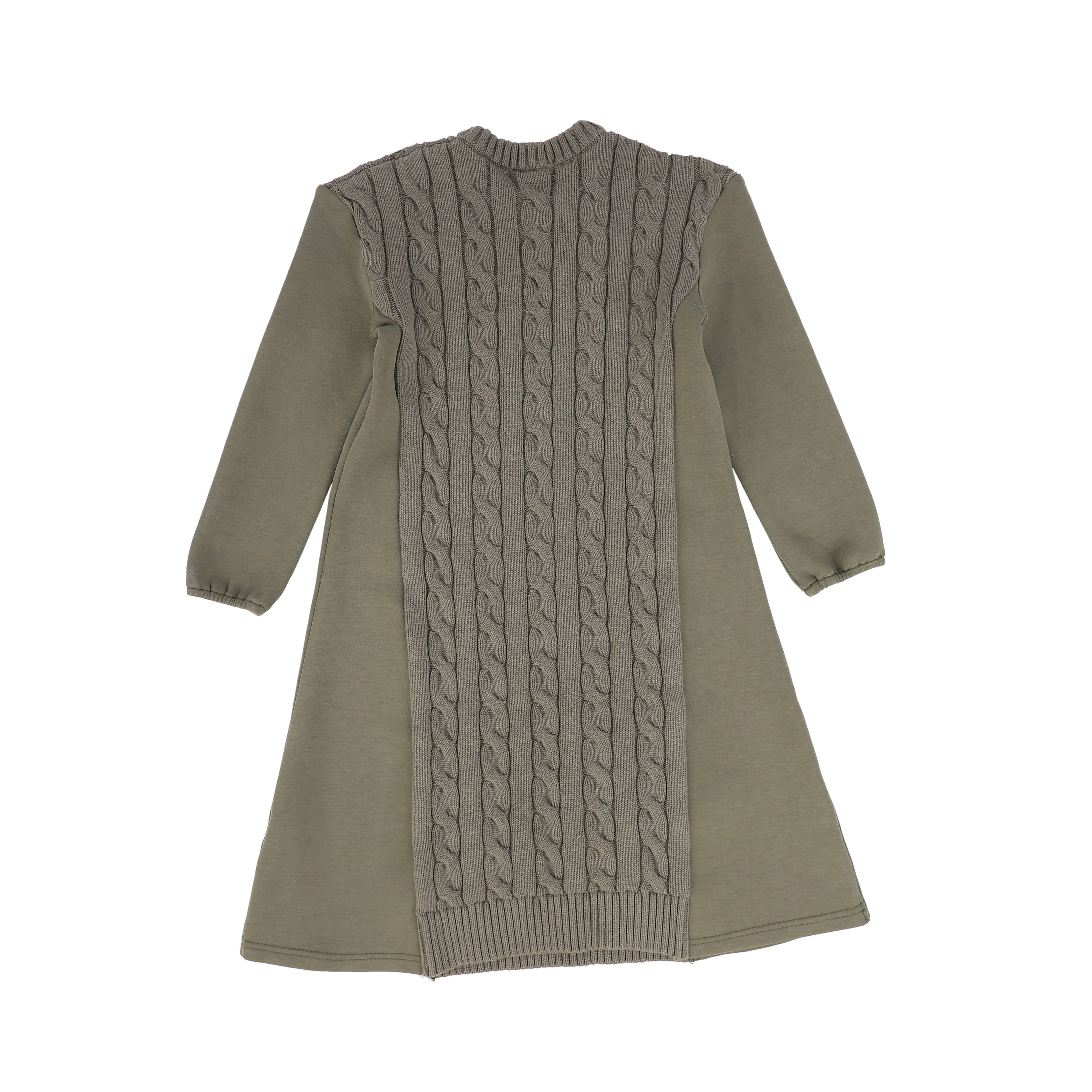 BACE COLLECTION OLIVE CABLE KNIT SCUBA DRESS [Final Sale]