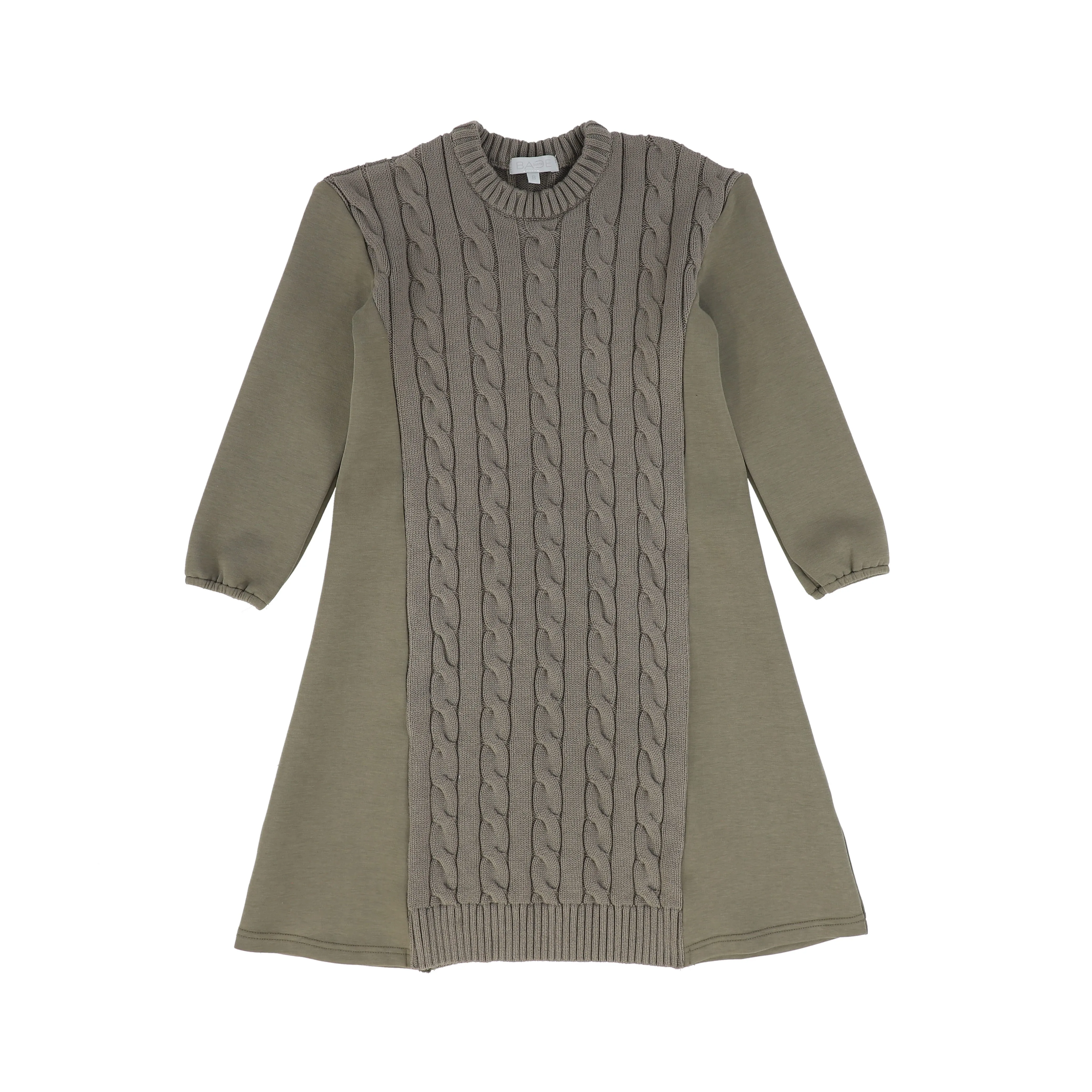 BACE COLLECTION OLIVE CABLE KNIT SCUBA DRESS [Final Sale]