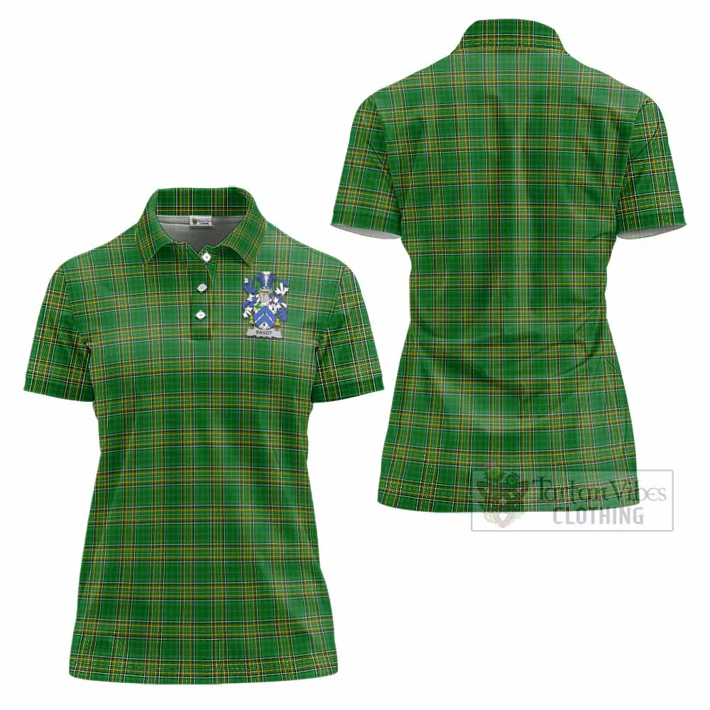 Bagot Irish Clan Tartan Women's Polo Shirt with Coat of Arms