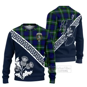 Bannerman Tartan Ugly Sweater Featuring Thistle and Scotland Map