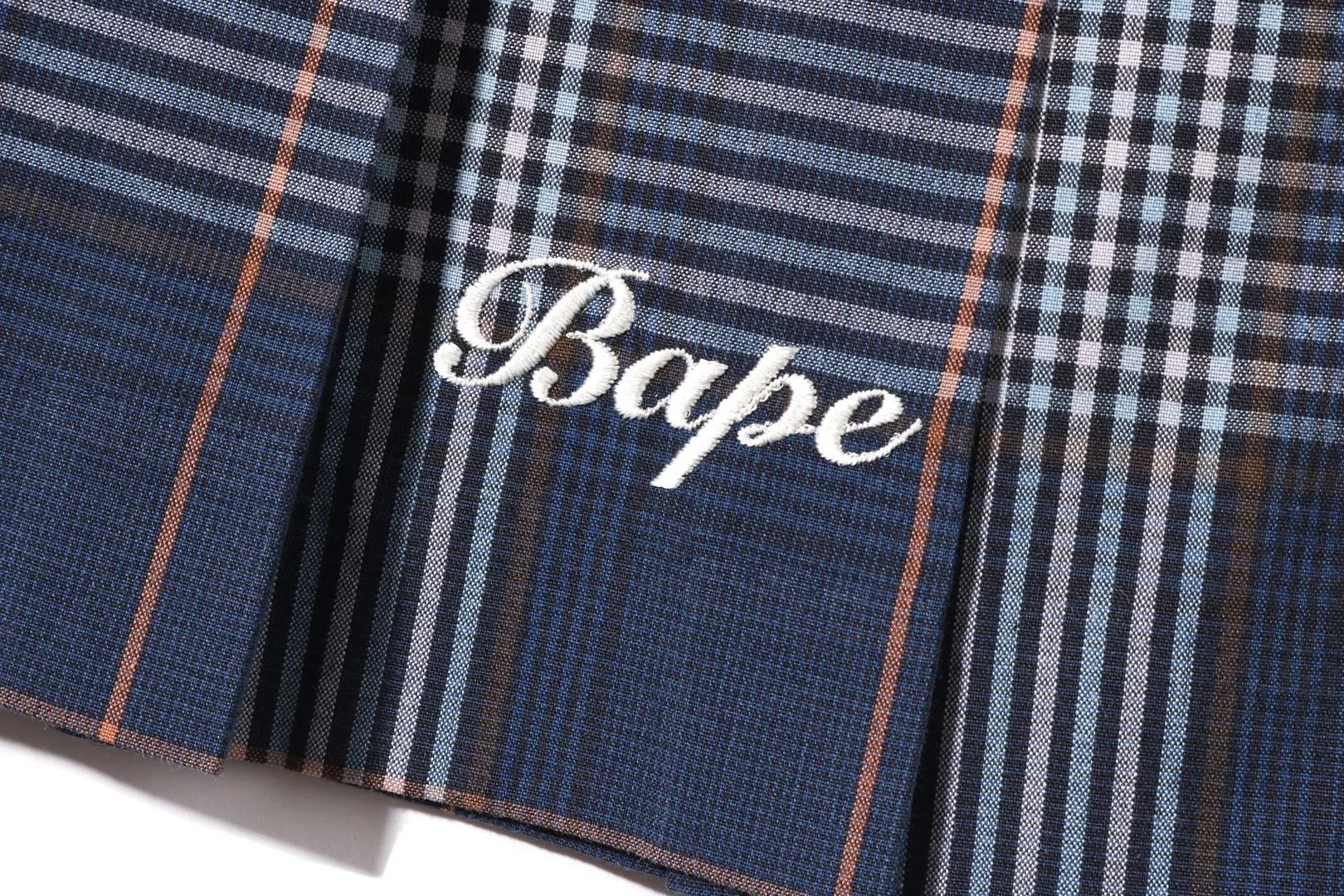 BAPE EMBROIDERY CHECK PLEATED SKIRT LADIES