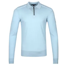 Belstaff Kirk Zip Polo Knitwear in Sky Blue