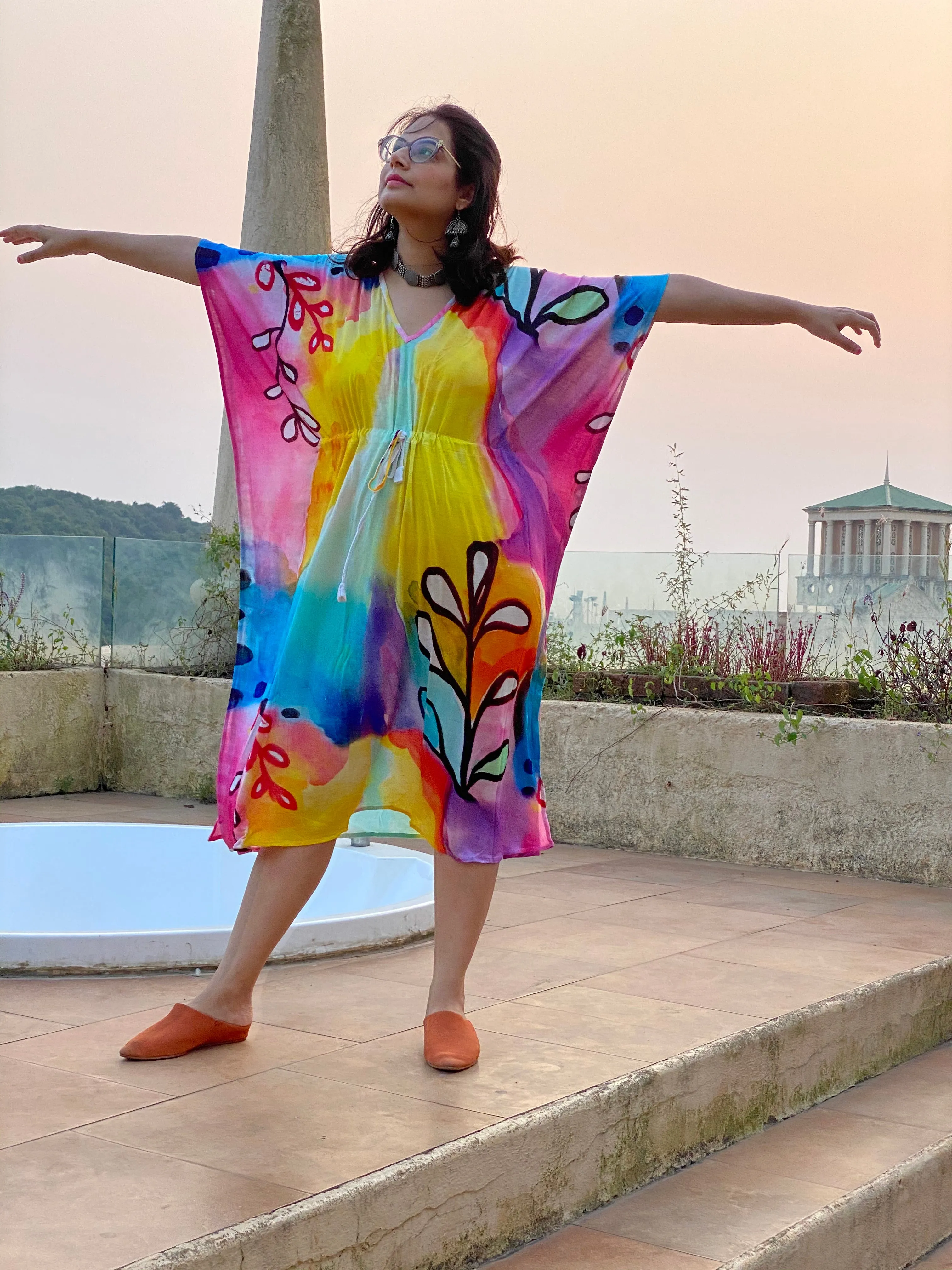 Bold and Beautiful "Timeless" Style Caftan | Soft Jersey Knit Organic Cotton | Perfect Loungewear House Dress