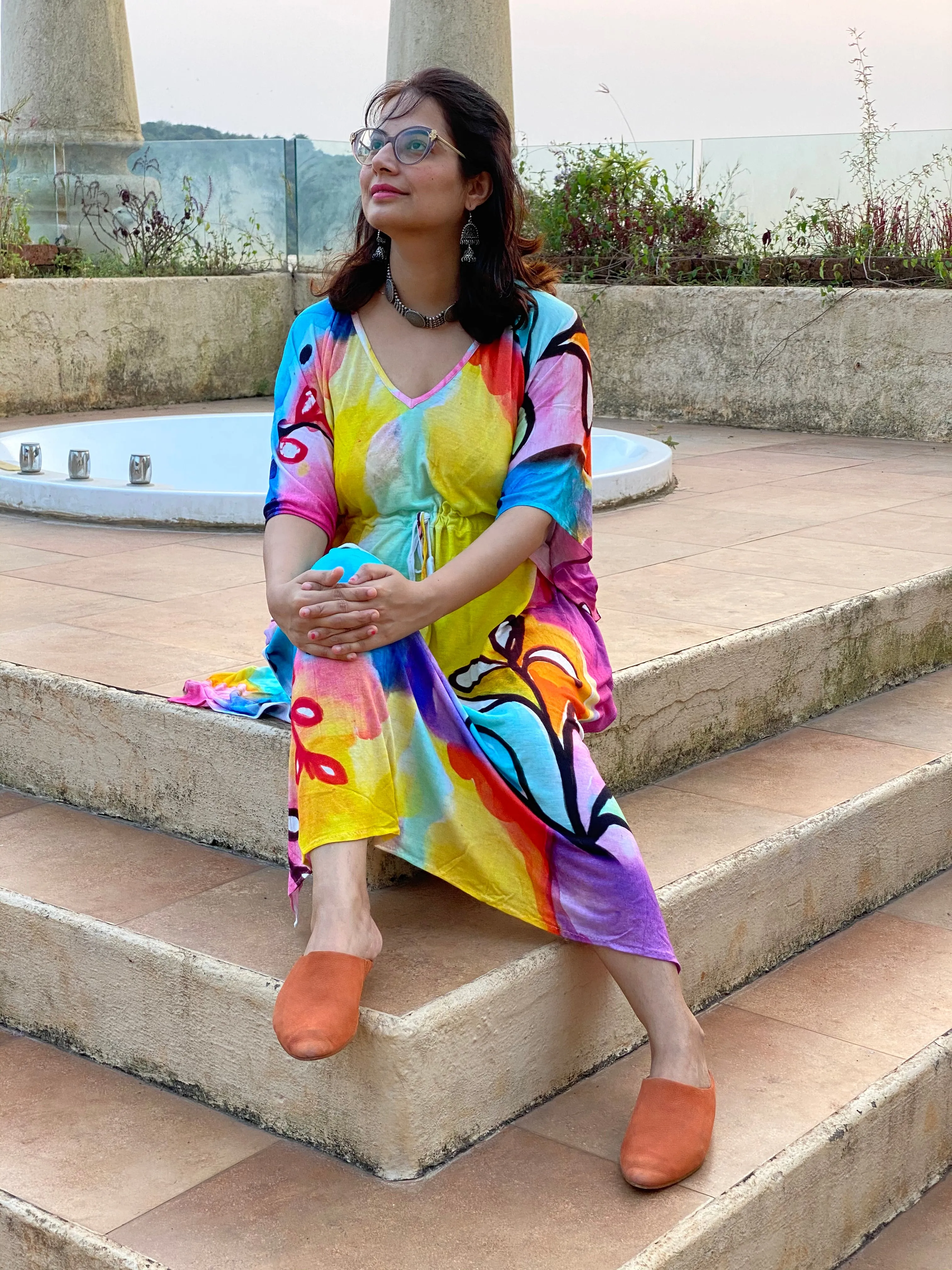 Bold and Beautiful "Timeless" Style Caftan | Soft Jersey Knit Organic Cotton | Perfect Loungewear House Dress