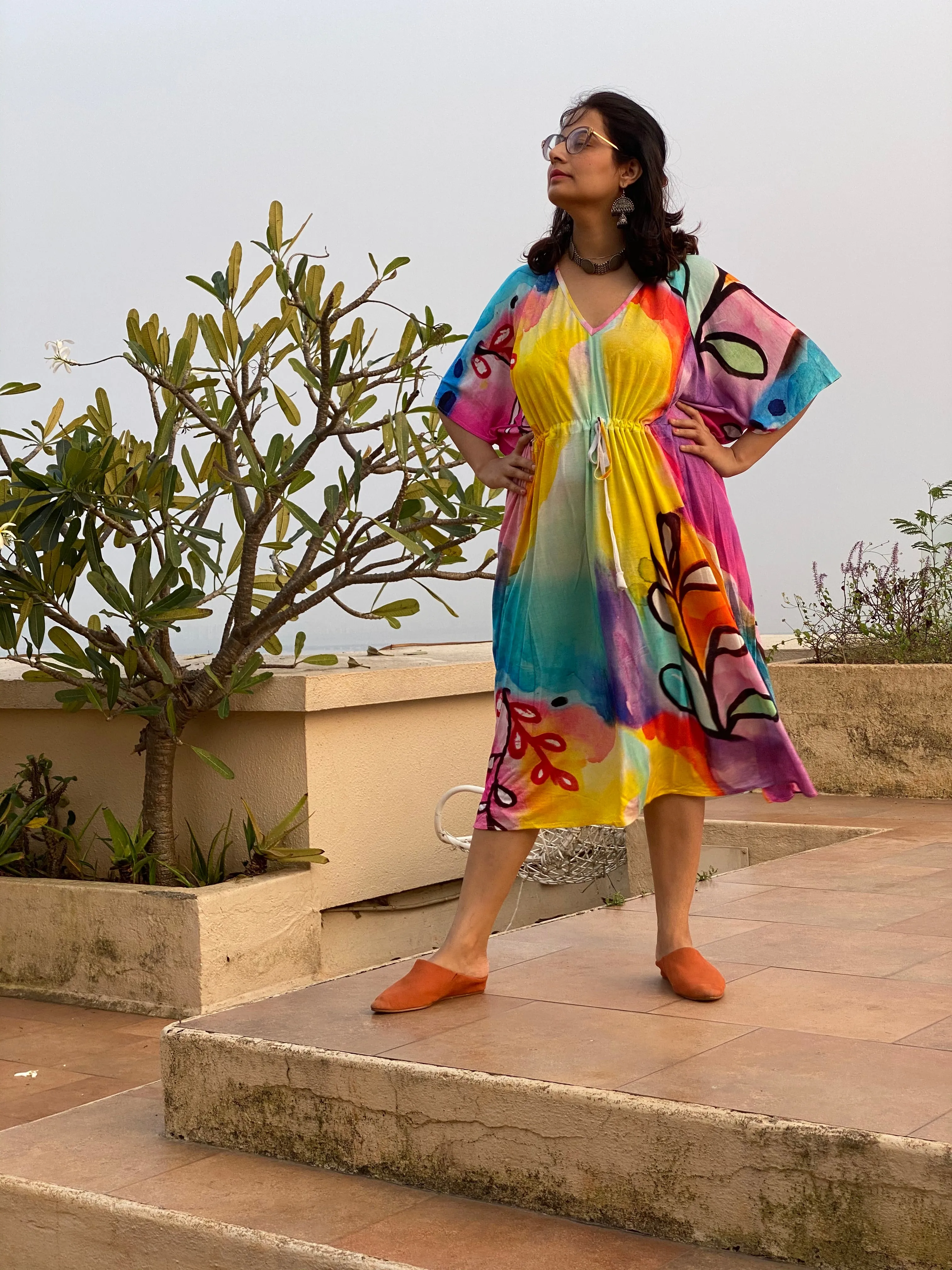 Bold and Beautiful "Timeless" Style Caftan | Soft Jersey Knit Organic Cotton | Perfect Loungewear House Dress