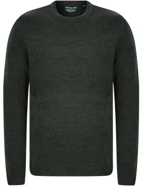 Bozo Marled Crew Neck Jumper In Green / Charcoal Twist - Kensington Eastside