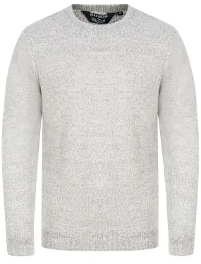 Bozo Marled Crew Neck Jumper In Mid Grey Marl / Optic White Twist - Kensington Eastside