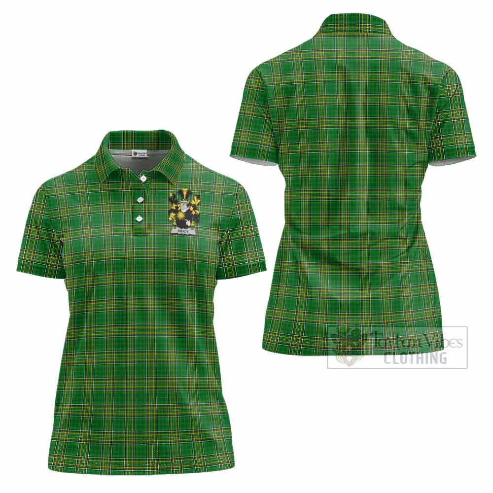 Brady Irish Clan Tartan Women's Polo Shirt with Coat of Arms