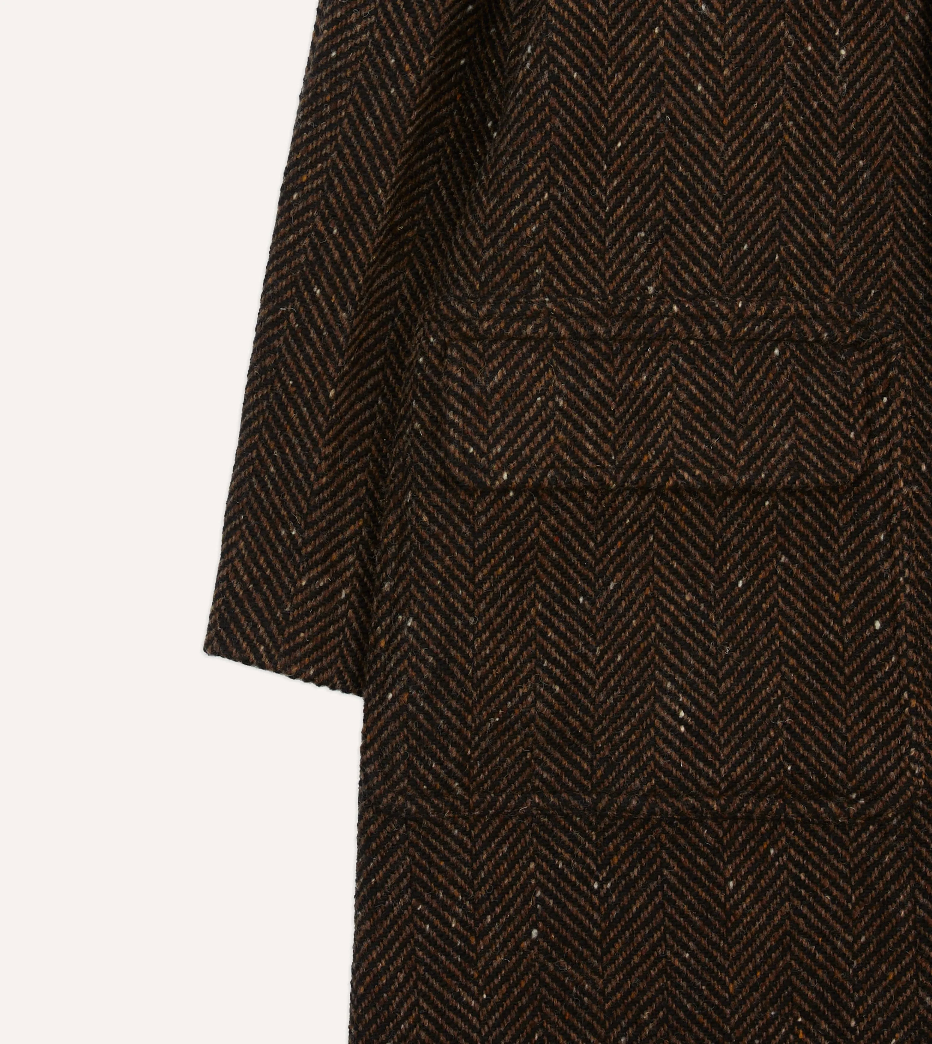 Brown Herringbone Wool Raglan Coat