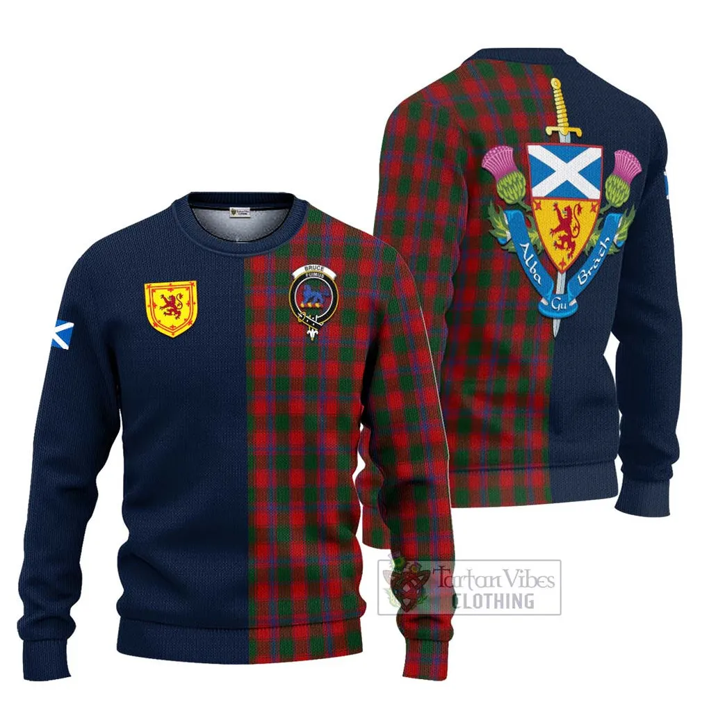 Bruce Old Tartan Ugly Sweater with Scottish Lion Royal Arm Half Style