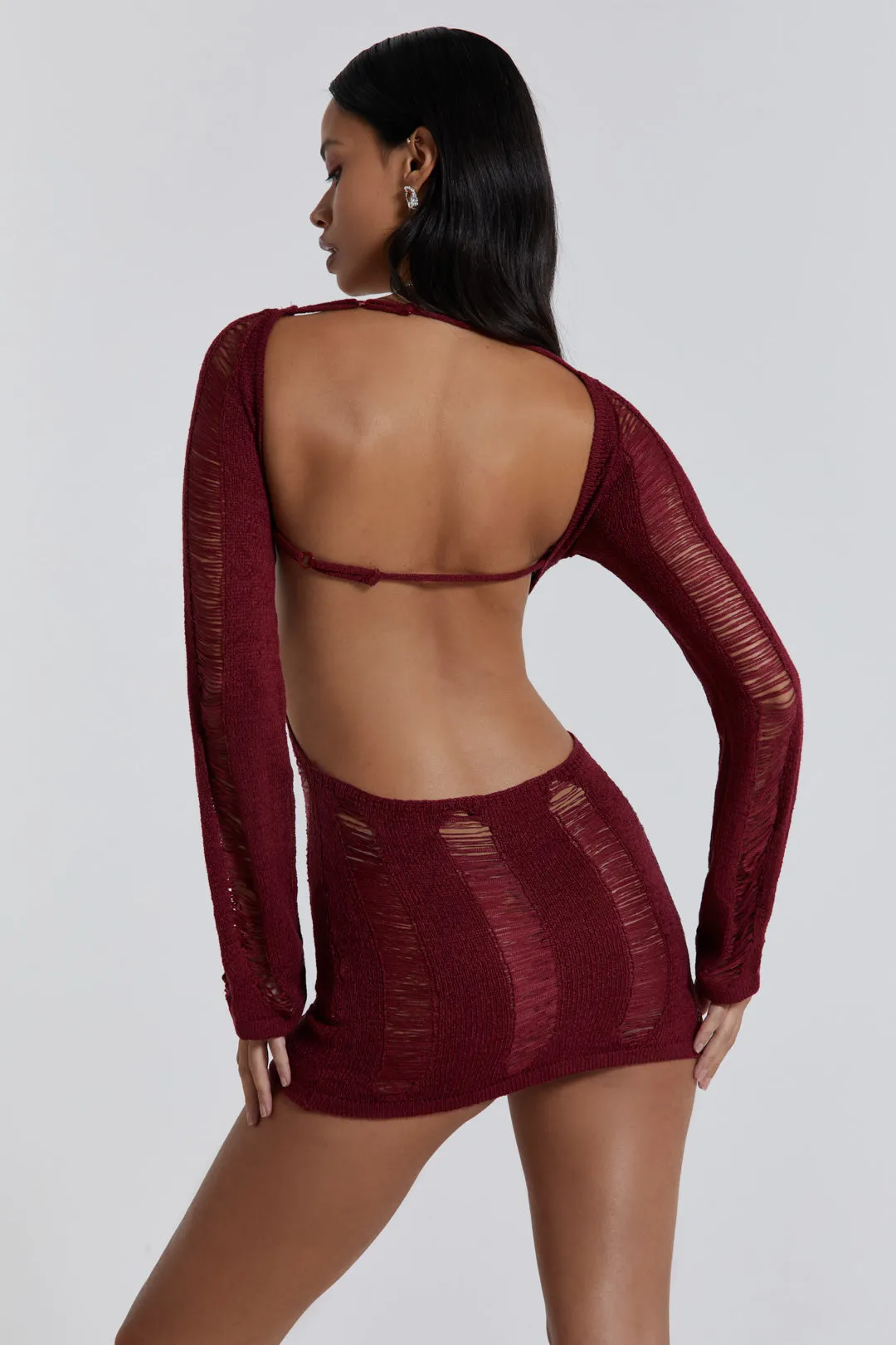 Burgundy Umbra Mini Dress