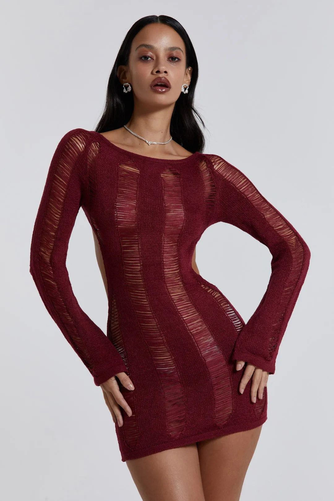 Burgundy Umbra Mini Dress