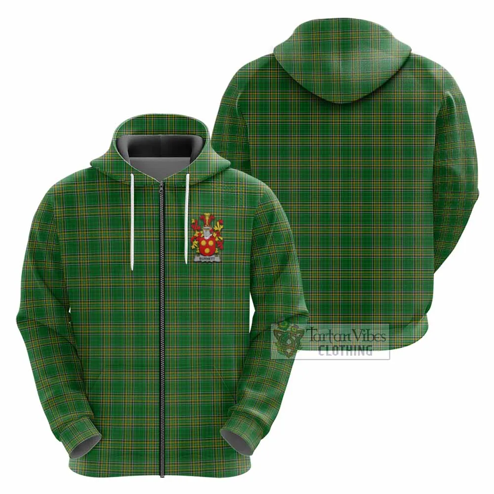 Burnett Irish Clan Tartan Hoodie with Coat of Arms