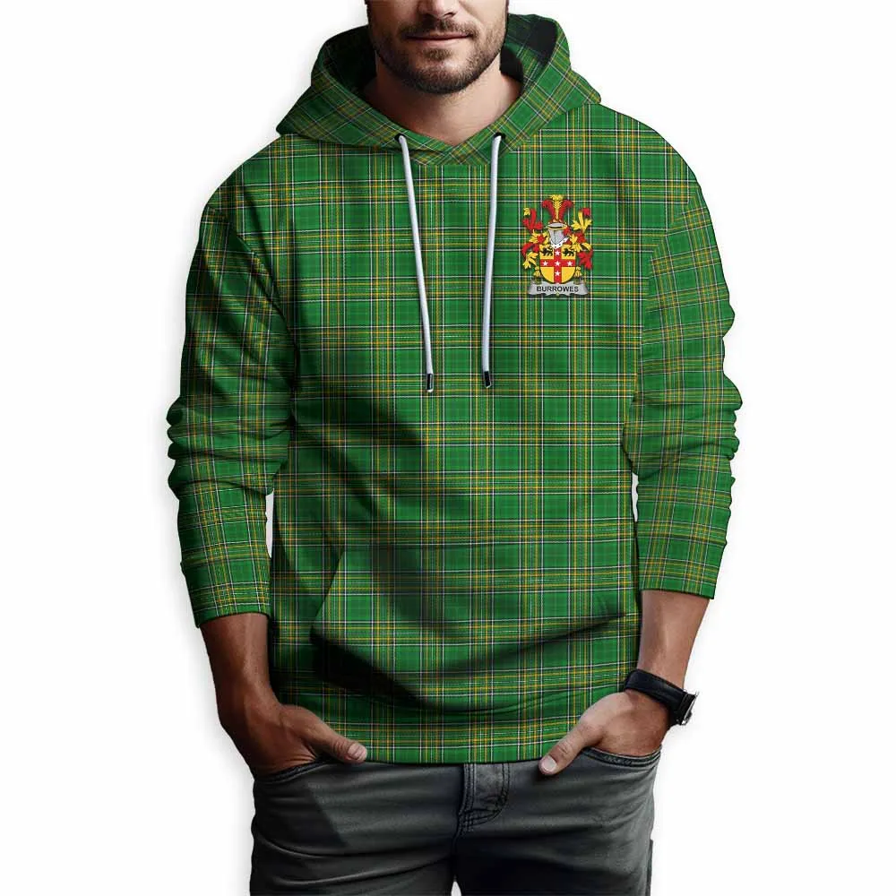 Burrowes Irish Clan Tartan Hoodie with Coat of Arms