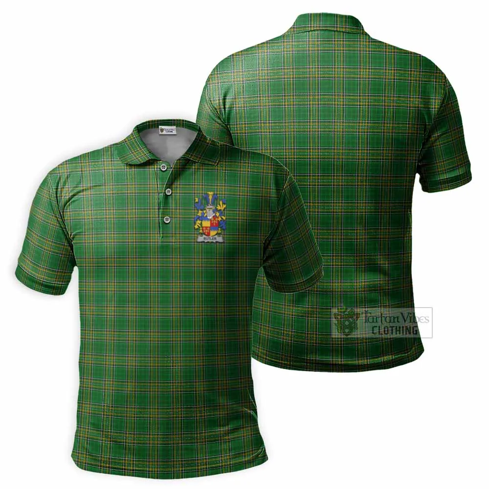 Butler Irish Clan Tartan Men's Polo Shirt with Coat of Arms