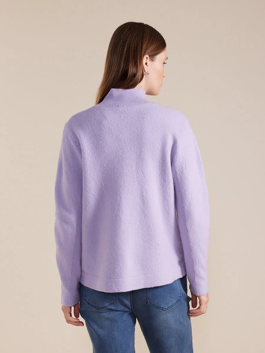 Button Sleeve Boiled Wool Sweater