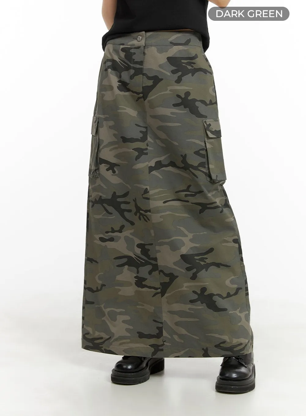 Camo Cargo Maxi Skirt CA418