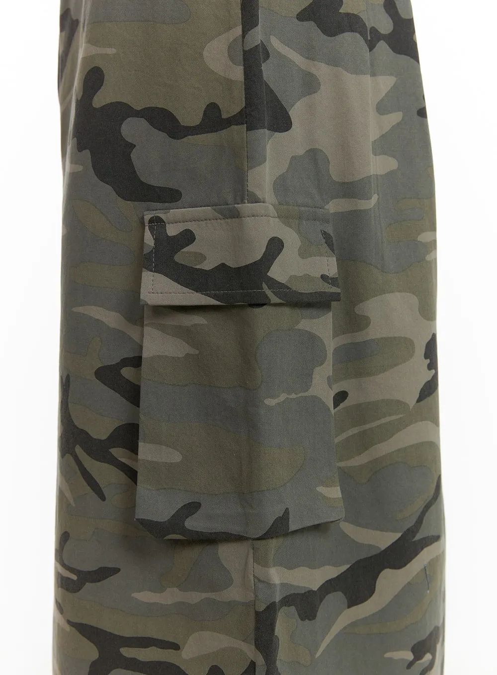 Camo Cargo Maxi Skirt CA418